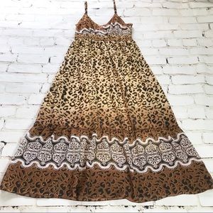 Leopard print boho maxi dress spaghetti straps